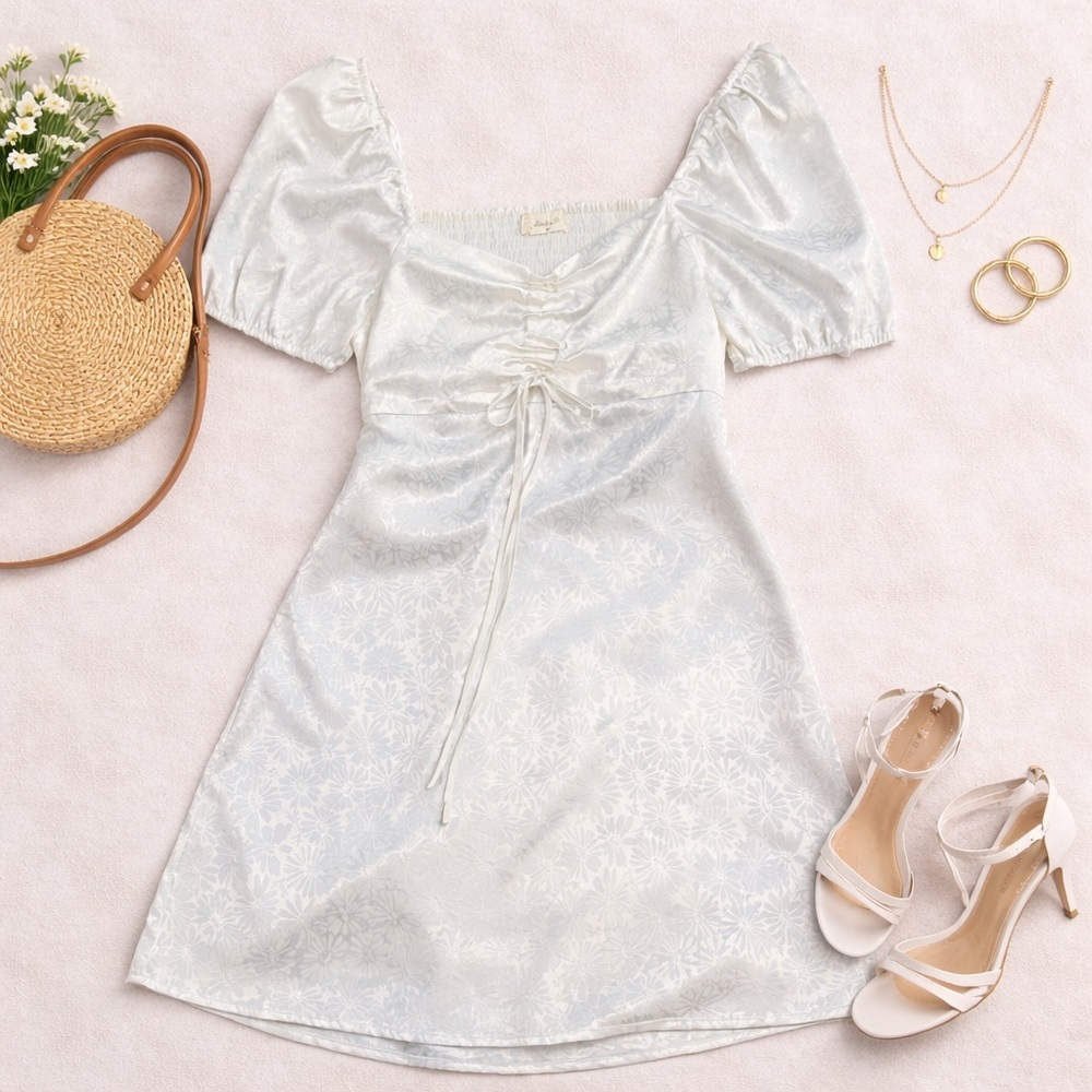 Altar’d State Floral Mini Dress Jocelyn Puff Sleeve‎ Ruched Back Cottagecore
